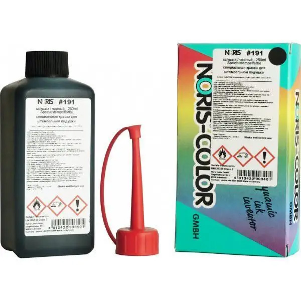 Штемпельна фарба швидкосохнуча універсальна на спиртовій основі 191, 250мл., чорн. Noris - фото 1