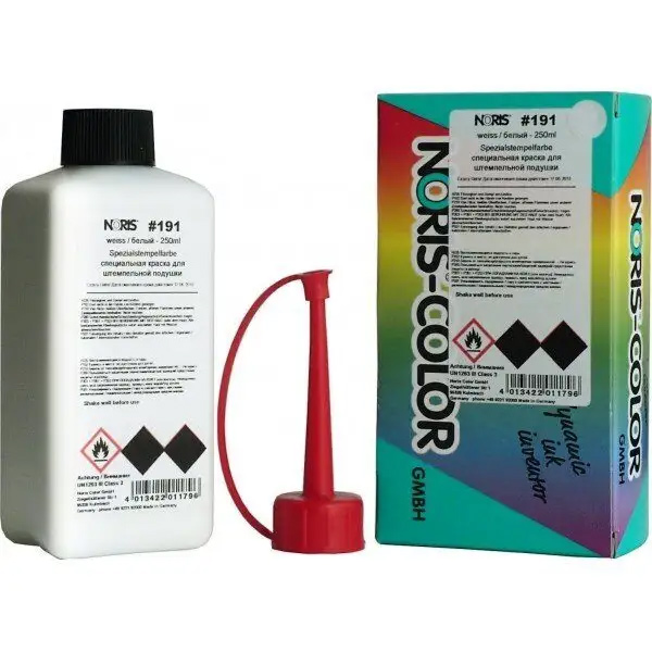 Штемпельная краска быстросохнущая универсальная на спиртовой основе 191, 250мл., бел. Noris - фото 1