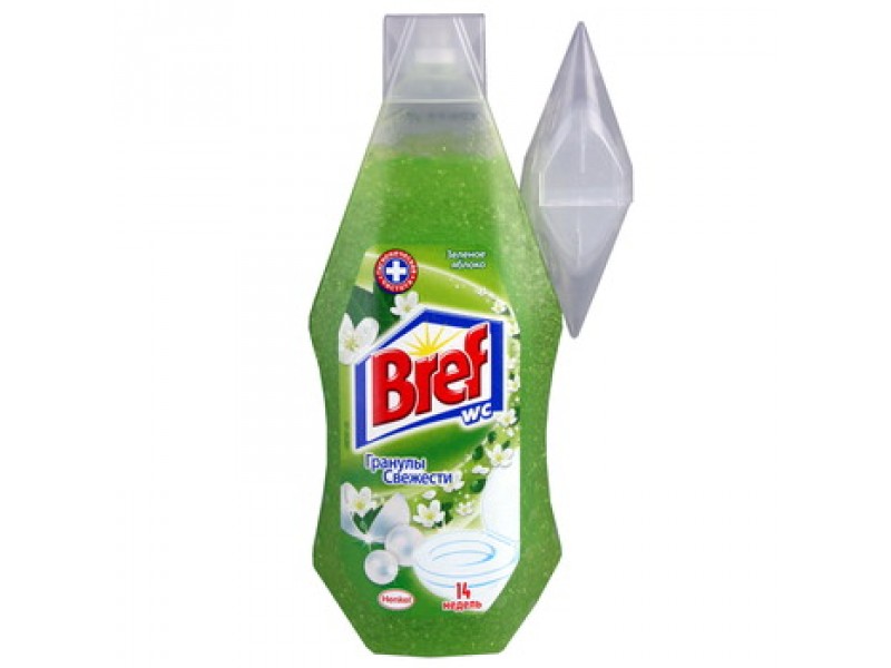 Освежитель для туалетов 360мл. Зеленое яблоко, гель, запаска BREF - фото 1
