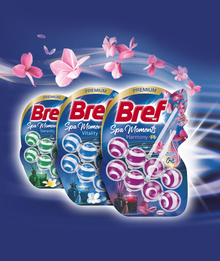 Туалетный блок для унитаза BREF Spa Moments Harmony, 50г.*3шт. (9000101588514) BREF - фото 1