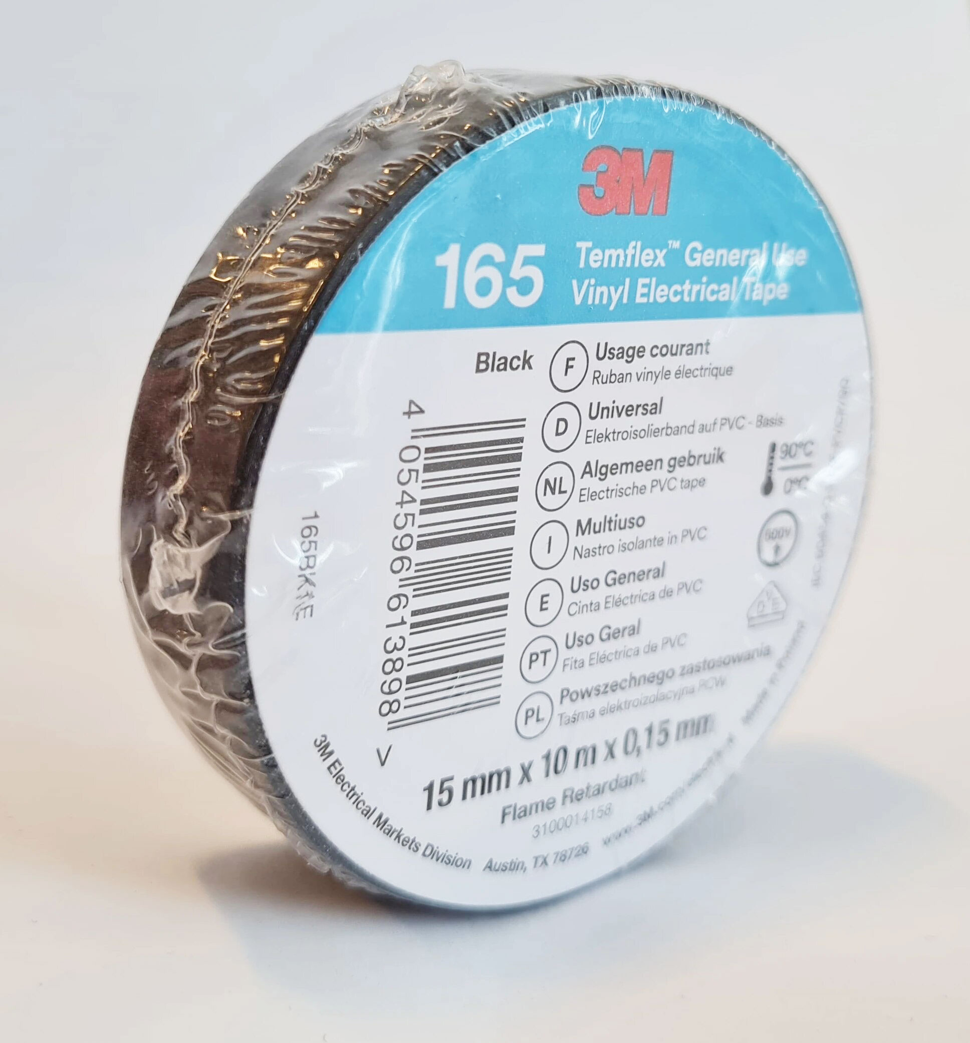 Ізоляційна стрічка (ізостпічка) 3M™ Temflex™ 165, 15мм.*10м.*0,15мм., чорн. 3M - фото 3