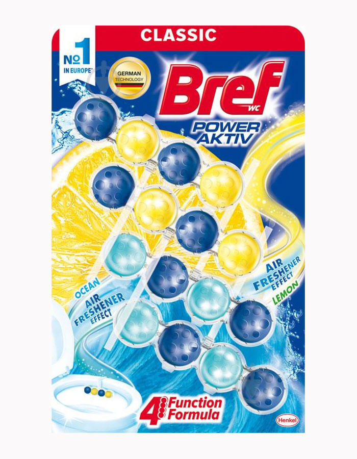 Туалетний блок для унітазу BREF Сила Актив Мікс Лимон-Океан, 50г.*4шт. (9000101309409) BREF - фото 4