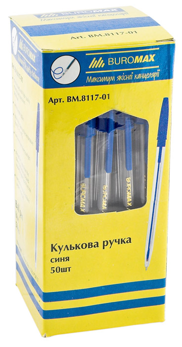 Ручка шариковая, корпус прозр., стержень син. BuroMax - фото 2