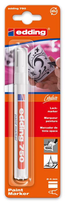 Маркер лакирующий PAINT 750, круглое острие 2-4мм., бел. Edding - фото 2