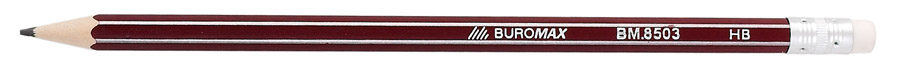 Карандаш простой графитный с резинкой HB WHITE LINE, шестигранный с серебряной полосой BuroMax - фото 2