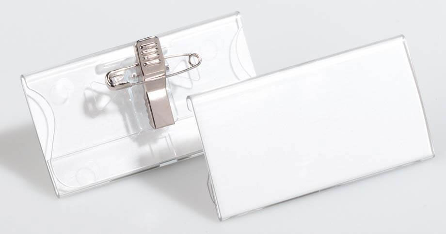 Бейдж горизонтальний 75*40мм., з комбі-кліпом, акріл Durable - фото 2