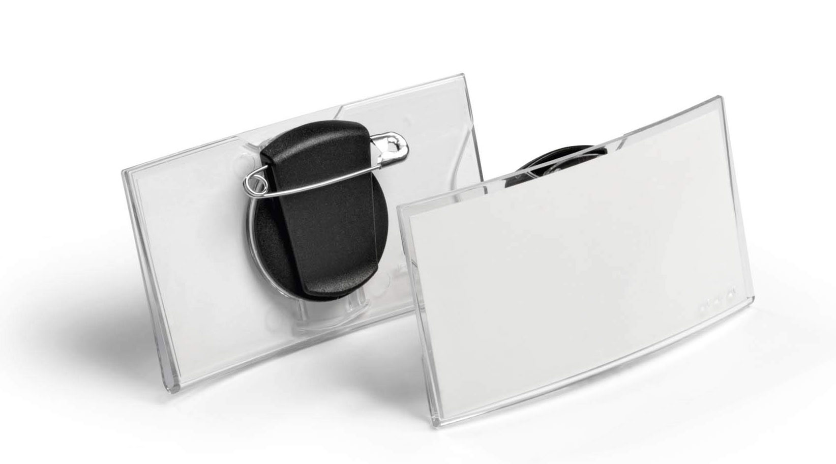 Бейдж горизонтальний 75*40мм., вигнутий, з комбі-кліпом, акріл Durable - фото 2