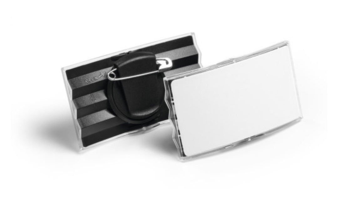 Бейдж горизонтальний 75*40мм., вигнутий, з комбі-кліпом, пластик Durable - фото 3