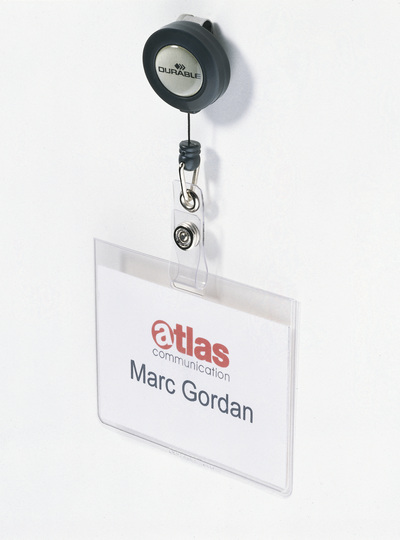 Бейдж горизонтальний 90*60мм., з рулеткою Durable - фото 1