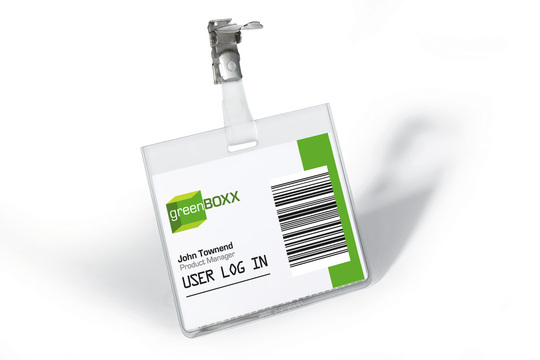 Бейдж горизонтальный для пропусков 90*60мм., с поворотным клипом Durable - фото 3