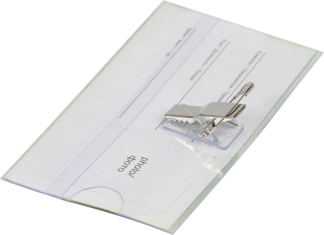 Бейдж горизонтальний 90*55мм., із затиском та шпилькою 4Office - фото 2