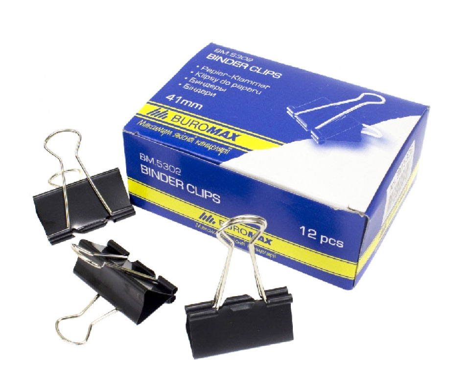Зажим-біндер 41мм., 12шт/уп., чорн. BuroMax - фото 2