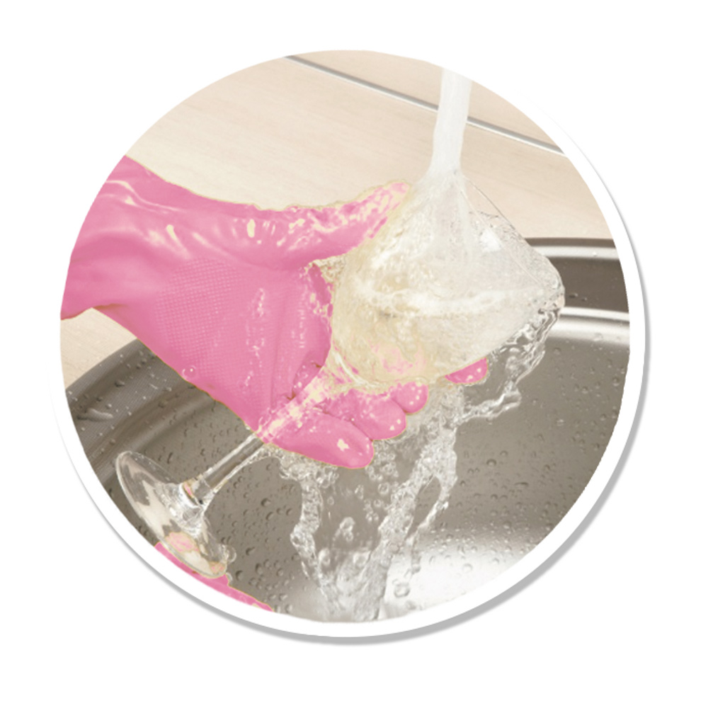 Рукавички гумові для приберання Sensitive ComfortPlus S, маленькі, рожев. Vileda - фото 3