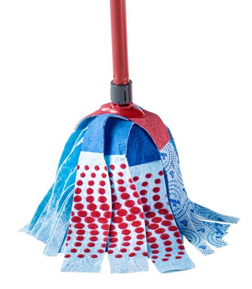 Швабра для мытья пола + целлюлозная насадка, 150см., Super Mocio 3Action Velour, с ручкой, красн. Vileda - фото 6
