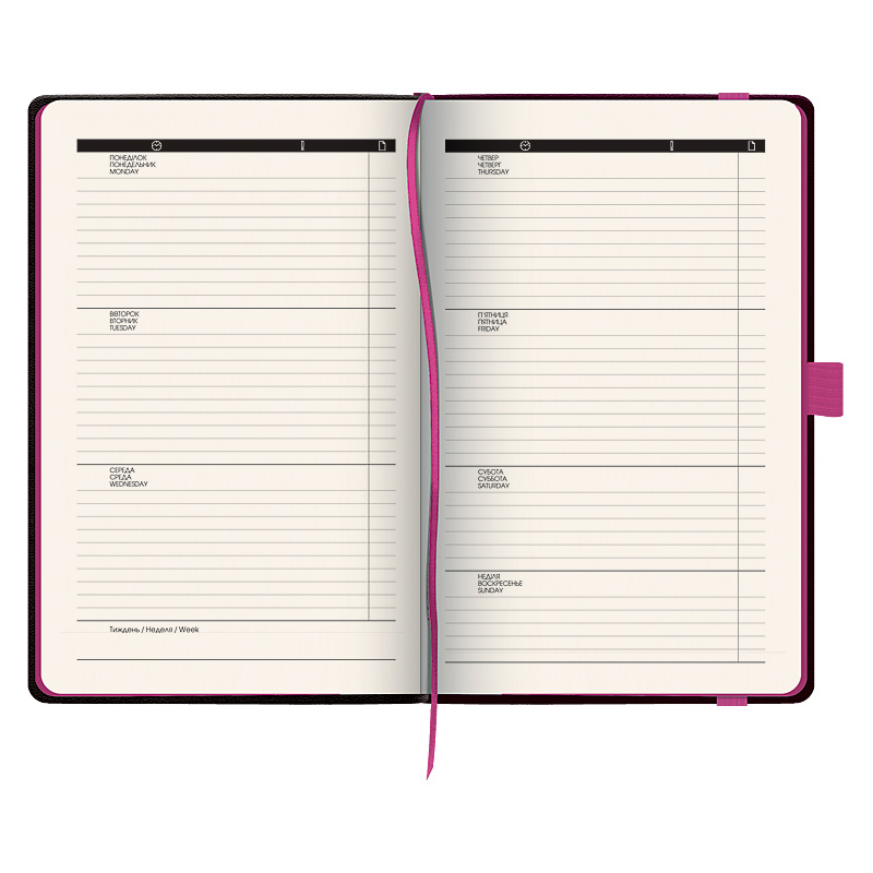 Еженедельник недатированный Смарт Strong, розовый срез, черн. Brunnen - фото 1