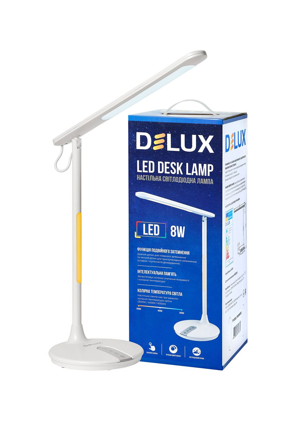 Светильник настольный на  подставке LED DELUX TF-550 3000К/4000К/6000К, 8Вт, бел. DeLux - фото 1