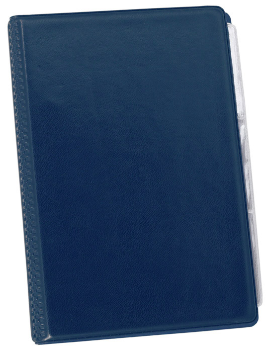 Візитниця на кільцях 120 візиток, вінілова обкладинка, син. BuroMax - фото 1