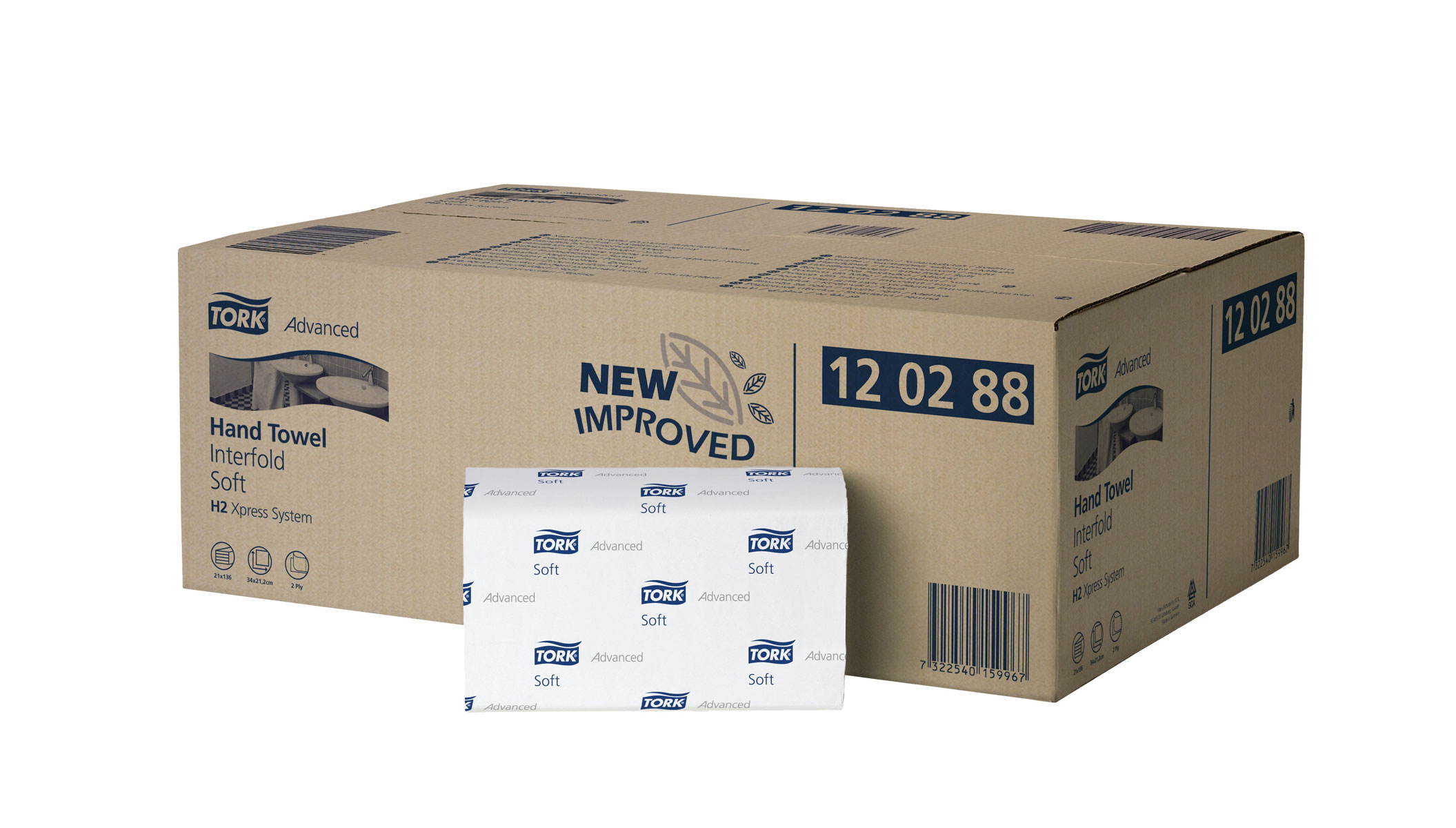 Полотенца листовые W (Multifold)-складка 2-сл., 136лист.(21,2*8,5/34см.), сист. H2, цел.+макул., бел Tork - фото 1