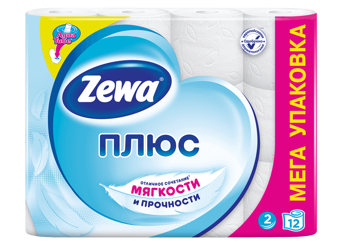 Туалетная бумага Стандарт, 2-х сл., целлюлоза, 184отр.(9,5*12,5см.), 12шт./уп., бел. ZEWA - фото 1