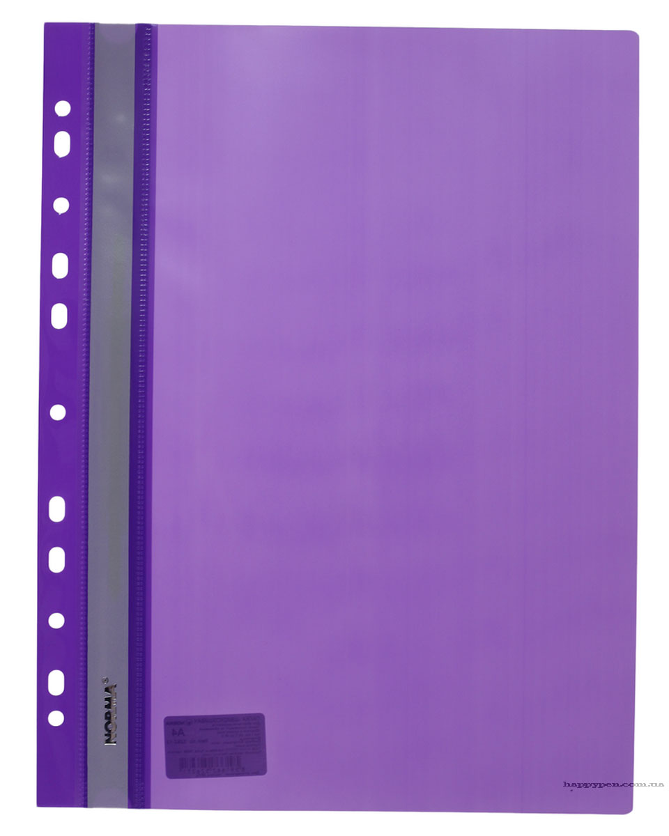 Скоросшиватель с прозрачным верхом и перфорацией, А4, фиолет. NORMA - фото 1