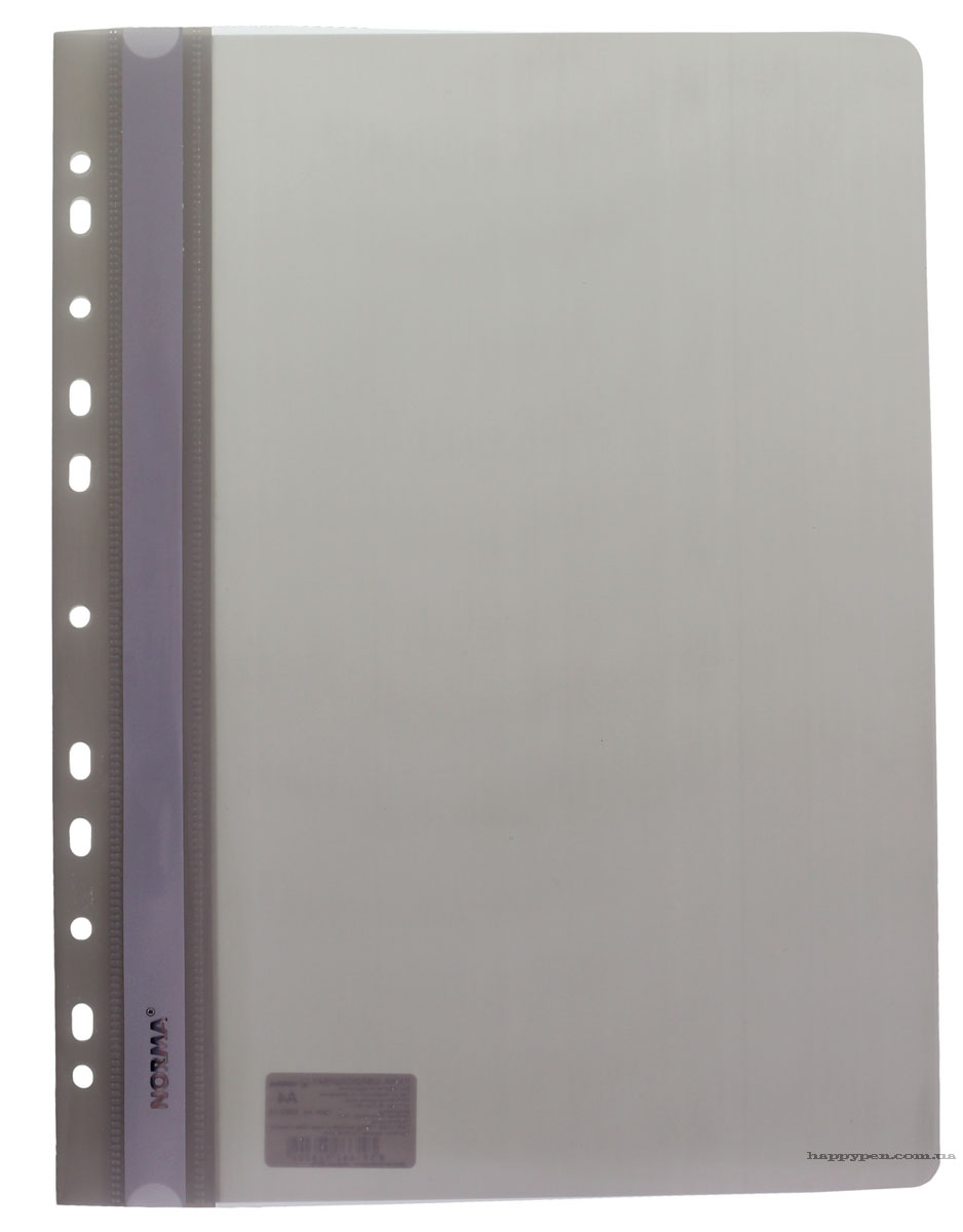Швидкозшивач з прозорим верхом та  перфорацією, А4, сір. NORMA - фото 4