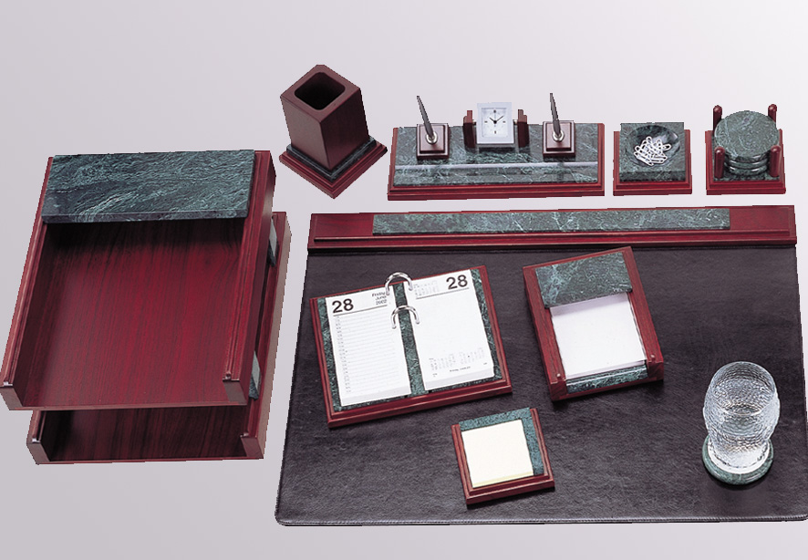 Набор настольный деревянный+мрамор 9 предметов, красн. дерево Bestar - фото 1