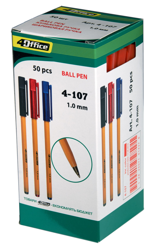 Ручка кулькова корпус жовт., ст. черв. 4Office - фото 3