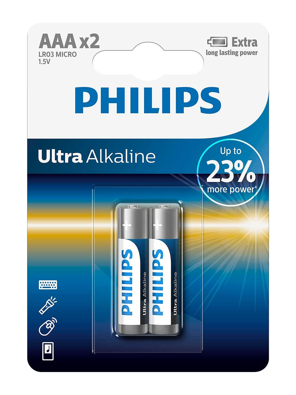 Батарейка LR03/ААА/MN2400 Ultra Alkaline, 2шт./уп. Philips - фото 1