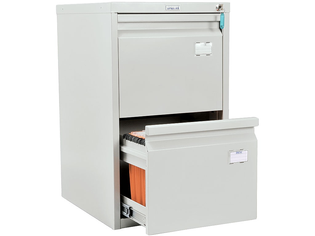 Шкаф картотечный, для подвесных файлов 2 ящика, (685*408*480мм.) метал., замок сер. Практик - фото 1