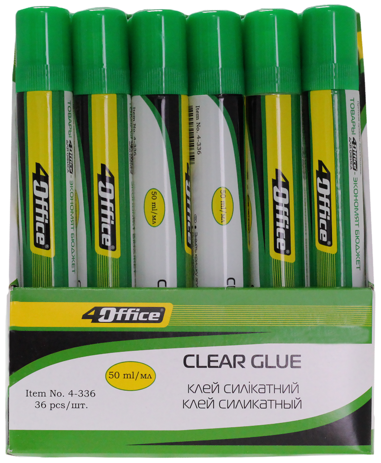 Клей силікатний, з губкою 50г., олівець 4Office - фото 3