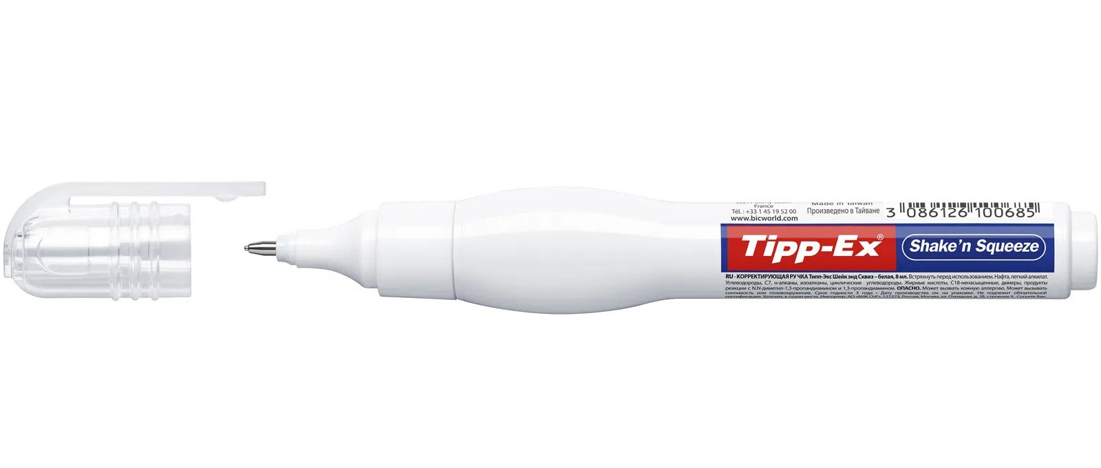 Корректор-ручка 8мл. TIPP-EX Shake`n Squeeze, металлический наконечник Bic - фото 2