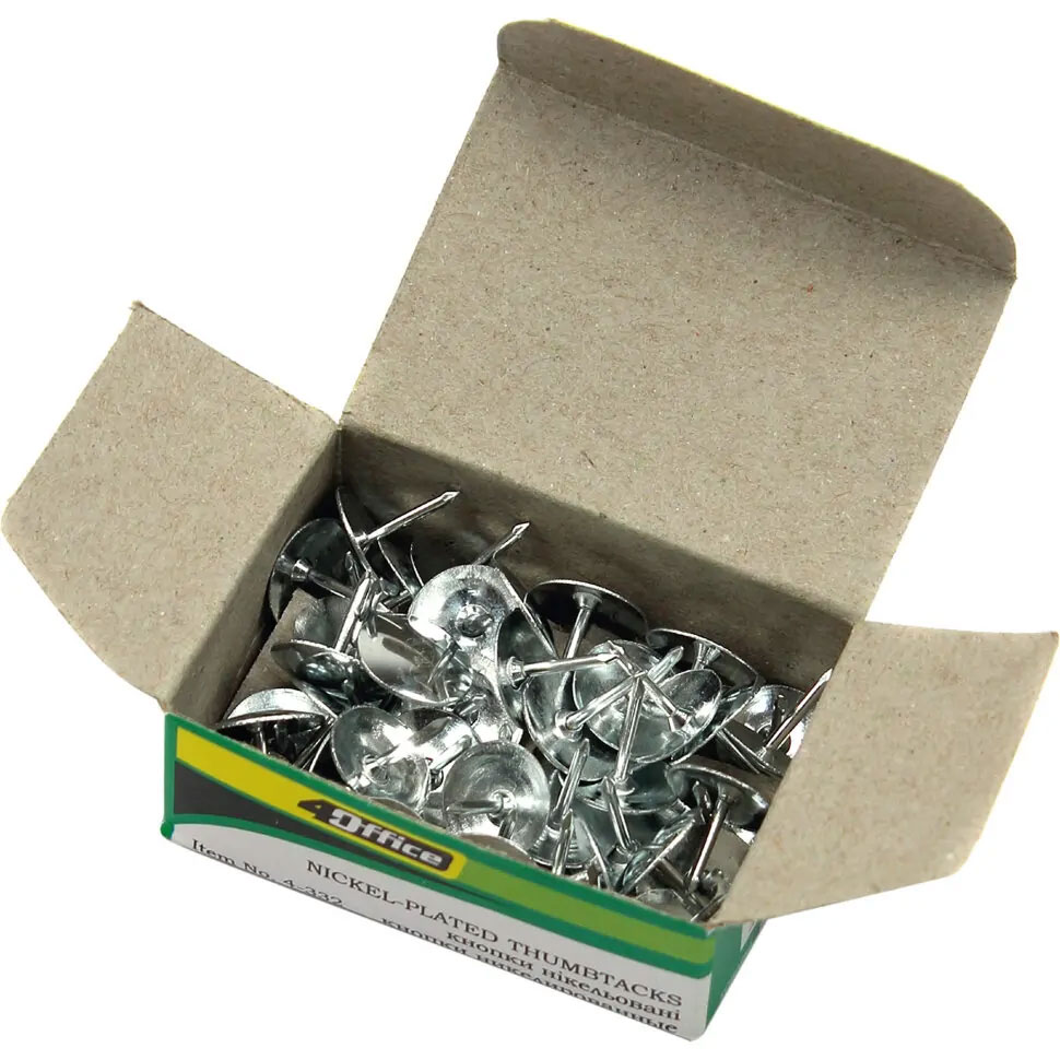 Кнопки металеві 50шт/уп., нікель. 4Office - фото 1