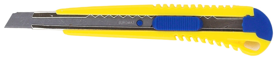 Нож канцелярский малый 9мм., металлическая направляющая, пласт. BuroMax - фото 1
