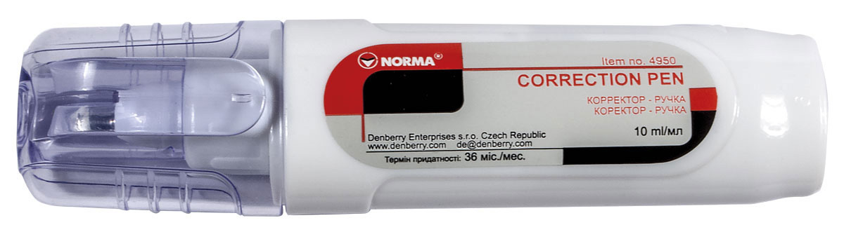 Коректор-ручка 10мл.,  металевий корегуючий вузол NORMA - фото 1