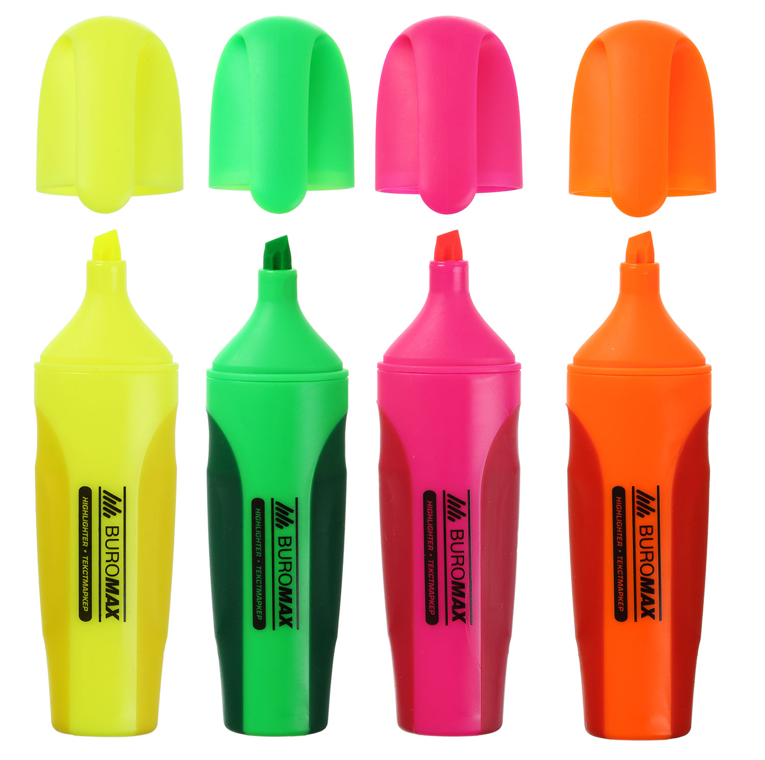 Маркер текстовый 2-4мм., NEON, набор 4шт./уп., ассорт. BuroMax - фото 2