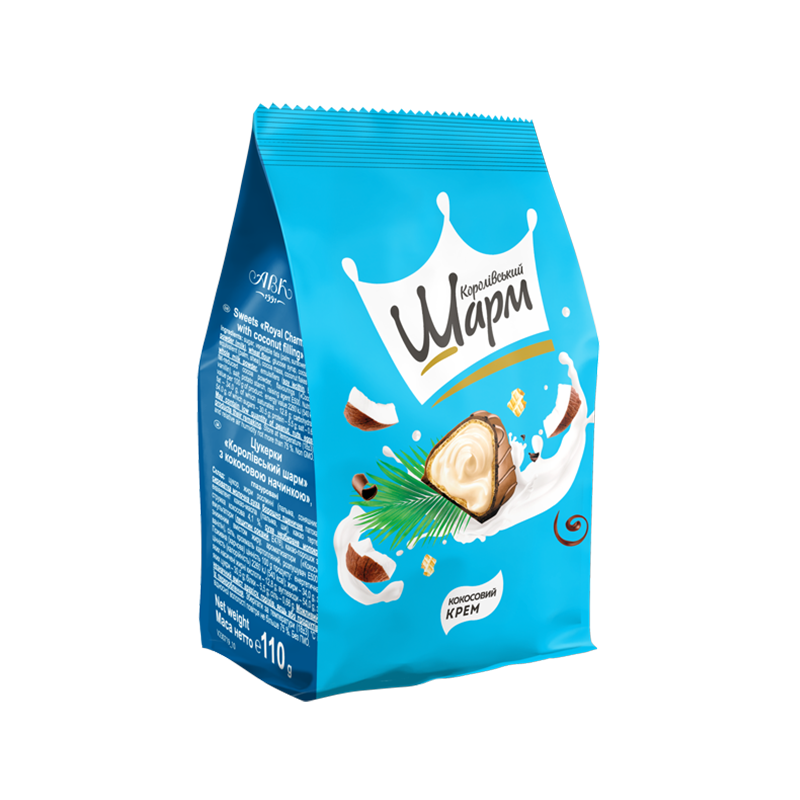 Цукерки Королівський шарм з кокосовою начинкою, 110г. АВК - фото 1