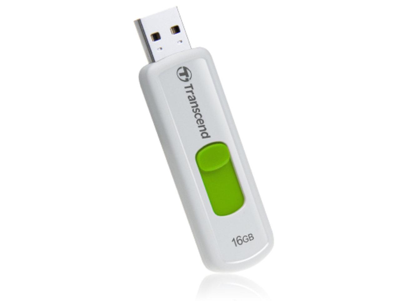 Флеш-память USB 2.0 Flash Drive 16Gb JetFlash 530 слайдер, пластик, корпус бел. TRANSCEND - фото 1
