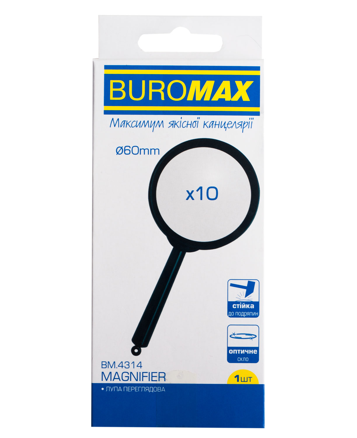 Лупа D60 d=60мм.,10х кратное увеличение, оптическое стекло BuroMax - фото 1