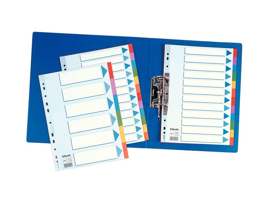 Розділювач сторінок кольоровий, 6 розділів (6 кольорів), картон. Esselte - фото 1