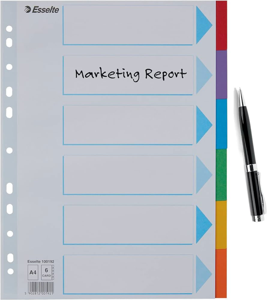 Розділювач сторінок кольоровий, 6 розділів (6 кольорів), картон. Esselte - фото 3