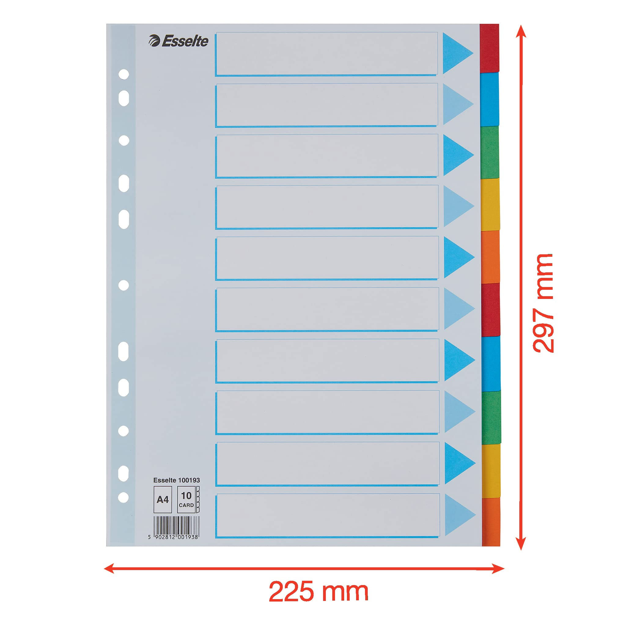 Разделитель страниц цветовой, 10 страниц (2х5 цветов), картон. Esselte - фото 4