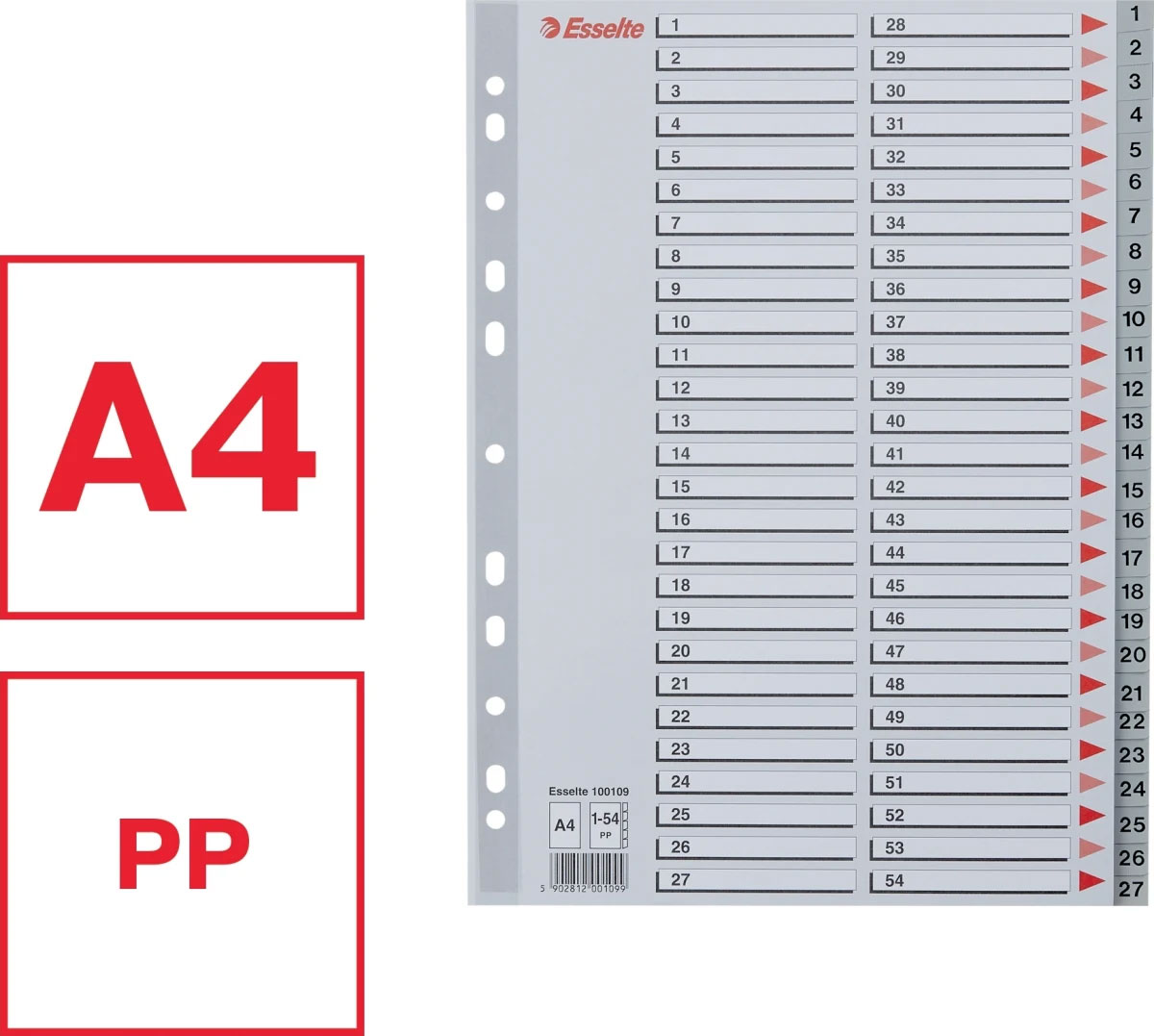 Разделитель страниц цифровой 1-54, пласт. Esselte - фото 2