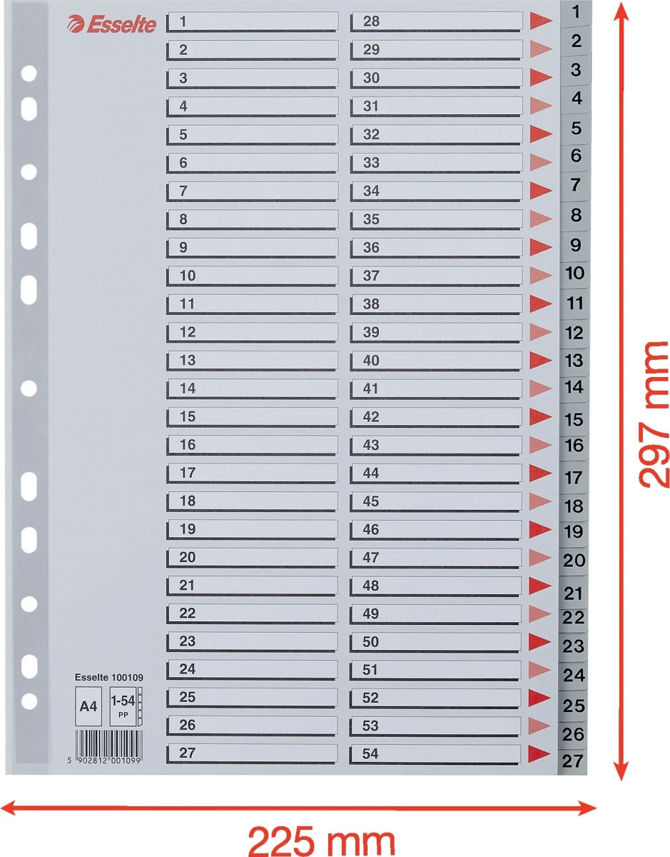 Разделитель страниц цифровой 1-54, пласт. Esselte - фото 3