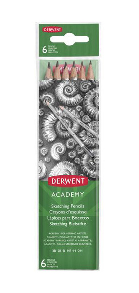 Набір олівців графітних для креслення Academy Sketching, 6шт/уп. (3B,2B,B,HB,H,2H) Derwent - фото 1
