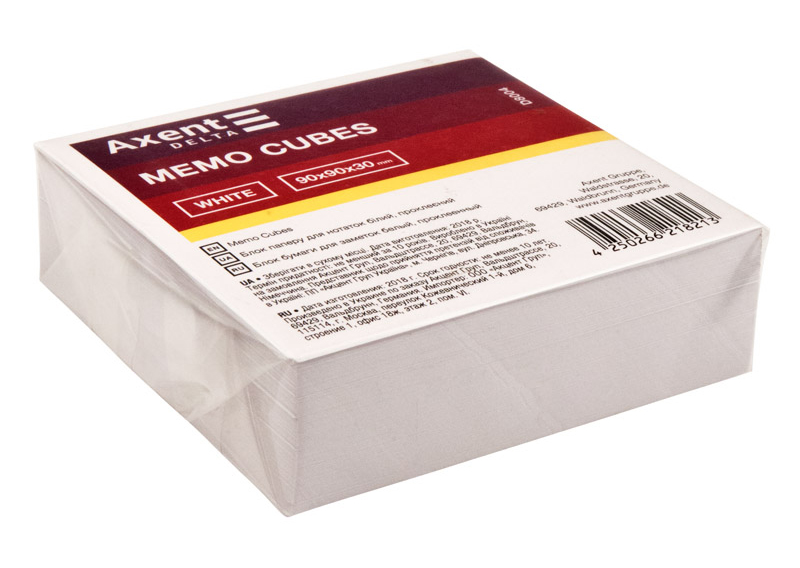 Блок для запису клеєний 90*90*30мм., Delta (D8004) білий Axent - фото 1