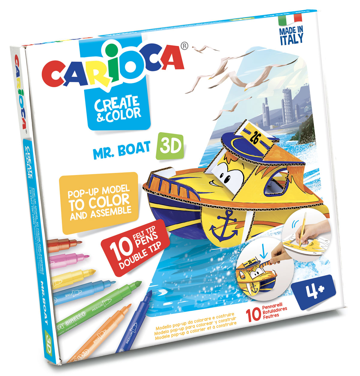 Набор для творчества 3D-пазл Катер + фломастеры 18цв. Carioca - фото 1