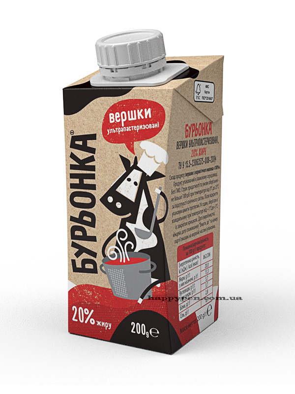 Сливки жидкие 20% 200гр. Буренка - фото 1