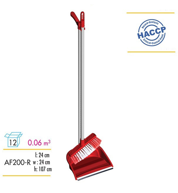 Набор для уборки помещений: щетка с длинной ручкой и совок для мусора, AF200, красн. Uctem - фото 2