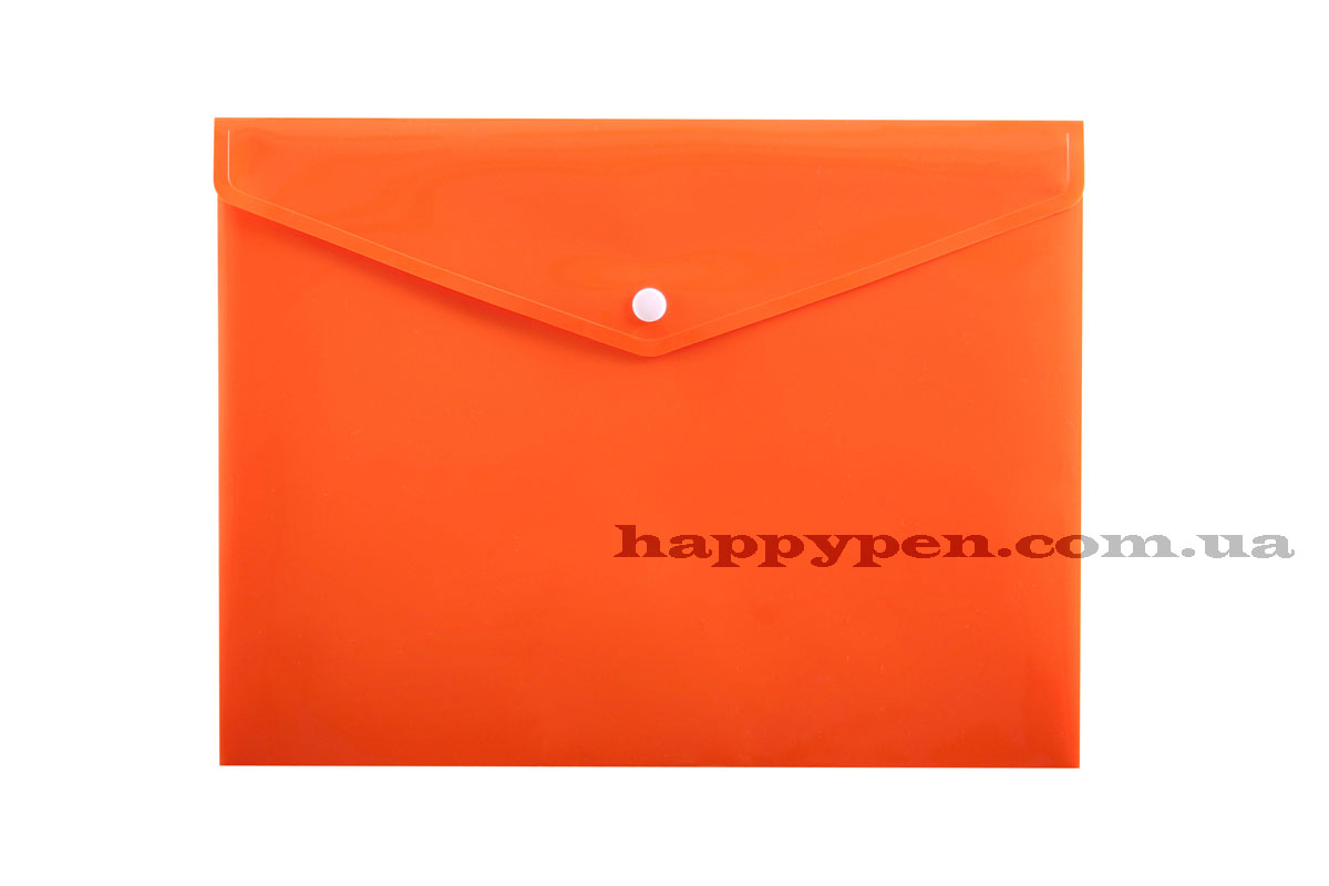 Папка-конверт на кнопке А4 (320*240мм), PP-113, толщина 200мкм., оранж. Penmate - фото 1