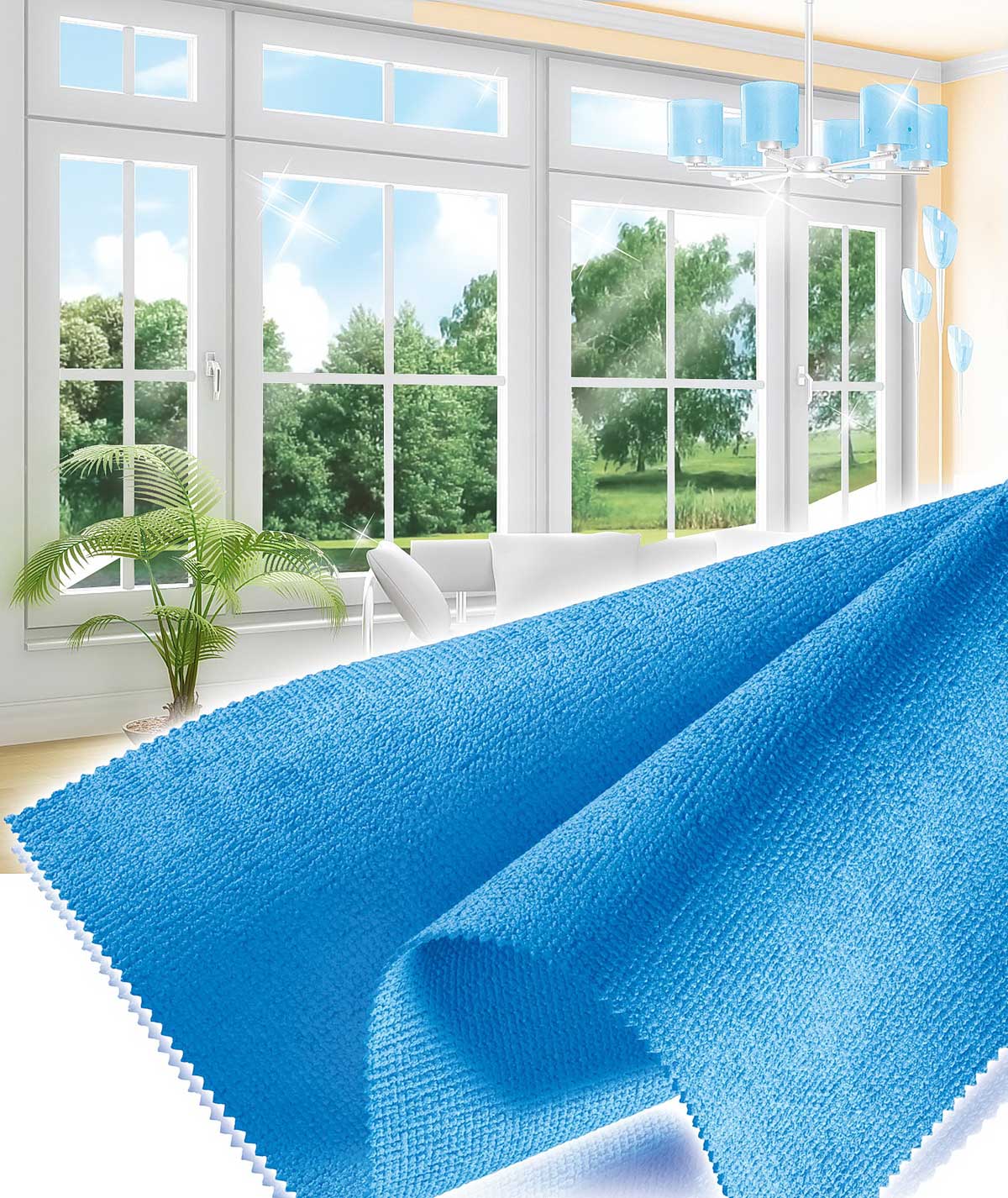 Серветка для скла і дзеркал, посуду, мікрофібра, 35х35см. Vortex - фото 1